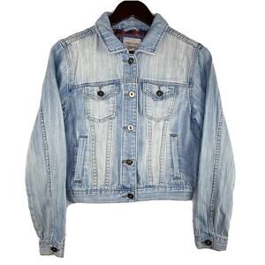 Forever 21 PREMIUM DENIM Spike Stud Distressed Jacket Sz Small Womens Biker Y2K